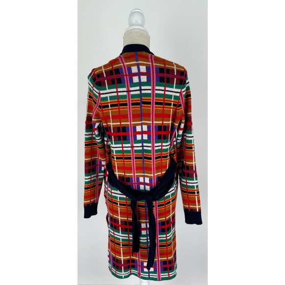 Moth Anthropologie Williston Plaid Long Cardigan Sweater Belted Womens Small - Picture 10 of 13